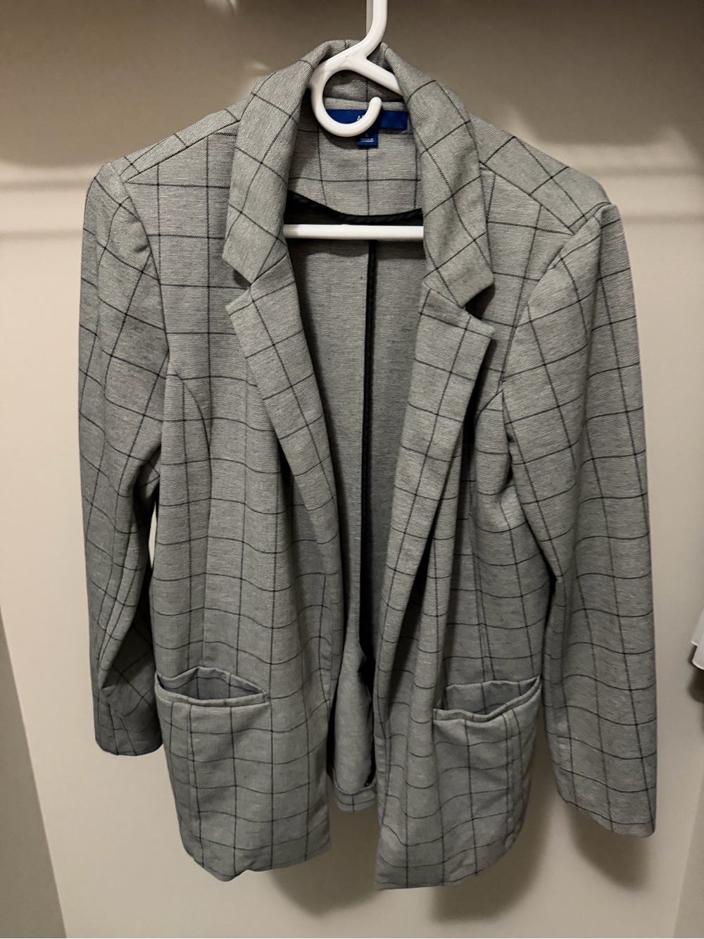 Gray Windowpane Blazer Jacket